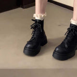 厚底トリプルリボンショートブーツ