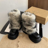 厚底ベルトレッグファーブーツ