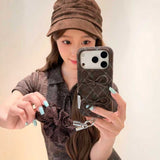 チャーム付きタータンチェックリボンiPhoneケース