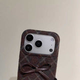 チャーム付きタータンチェックリボンiPhoneケース