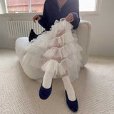 エアチュールティアードロングスカート
