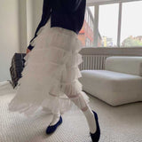 エアチュールティアードロングスカート