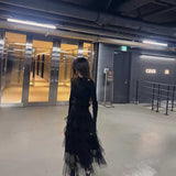 エアチュールティアードロングスカート