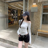 ワンショルダースタッズロンT