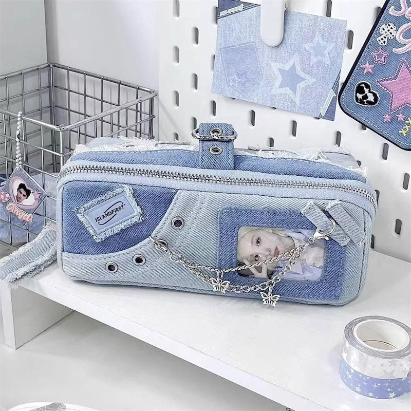 デニムクリアポケット推し活ペンケース
