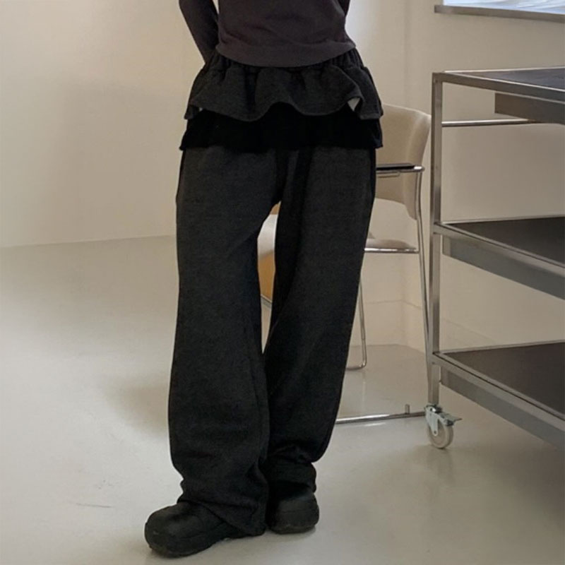 レイヤードフリルスウェットパンツ