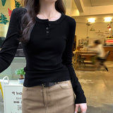 ボタンネックフィットロンT