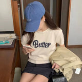 butterロゴ半袖ニット