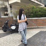 アシンメトリーチェックキャミソールチュニック