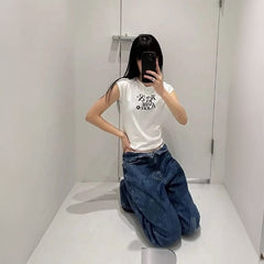 ボタンネックロゴフレンチTシャツ