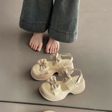 厚底ハートリボンベルトサンダル