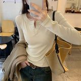 ボタンネックフィットロンT
