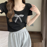 リボンプリントリブTシャツ