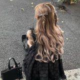 レザーシルバーリボンヘアクリップ