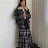 タータンチェックティアードロングスカート