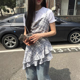 アシンメトリーチェックキャミソールチュニック