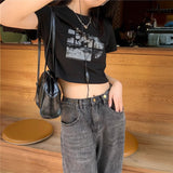 フォトグラフィッククロップドTシャツ