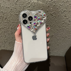 【iPhone17対応】クリアクリスタルハートiPhoneケース