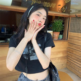 フォトグラフィッククロップドTシャツ