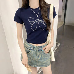 ラメリボンクロップドTシャツ