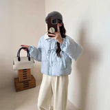 ダブルリボンボアカラーダウンジャケット