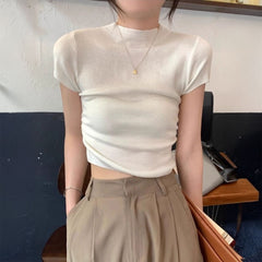 ソフトフレンチモックネックTシャツ