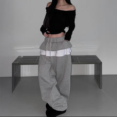 レイヤードフリルスウェットパンツ