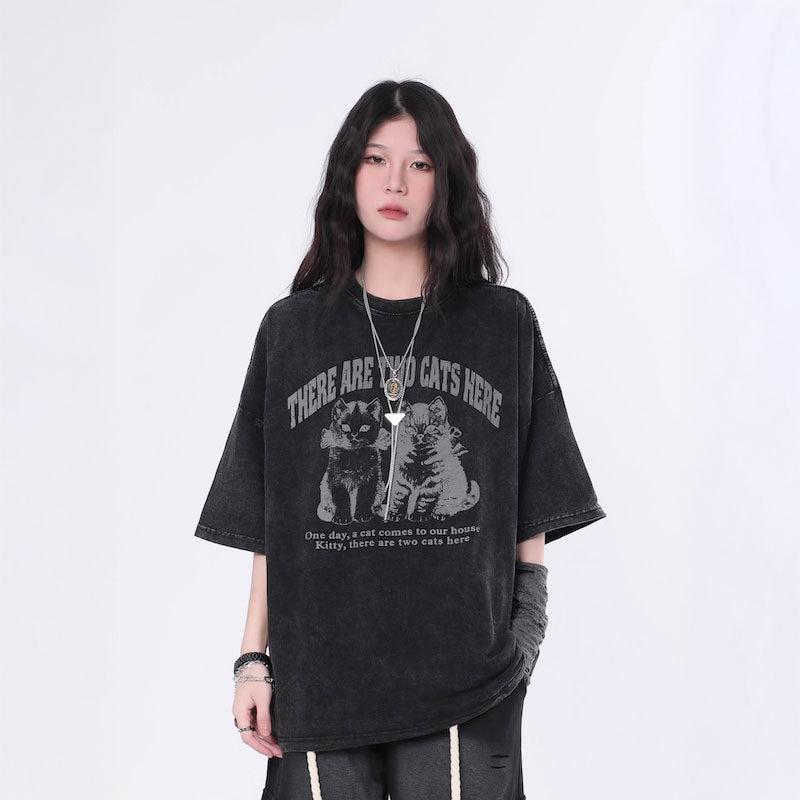 ウォッシュプリントオーバーTシャツ