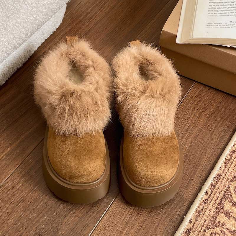 厚底ショートファームートンブーツ