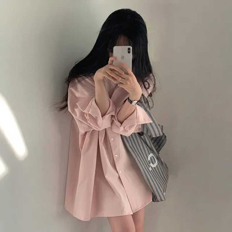 シンプルオーバーカラーシャツ