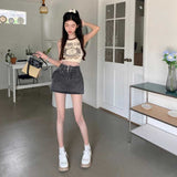 ワイドベルトデニムスカート