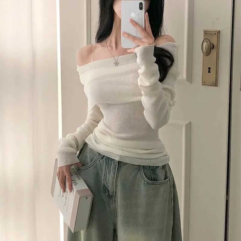 オフショルダールーズシアートップス