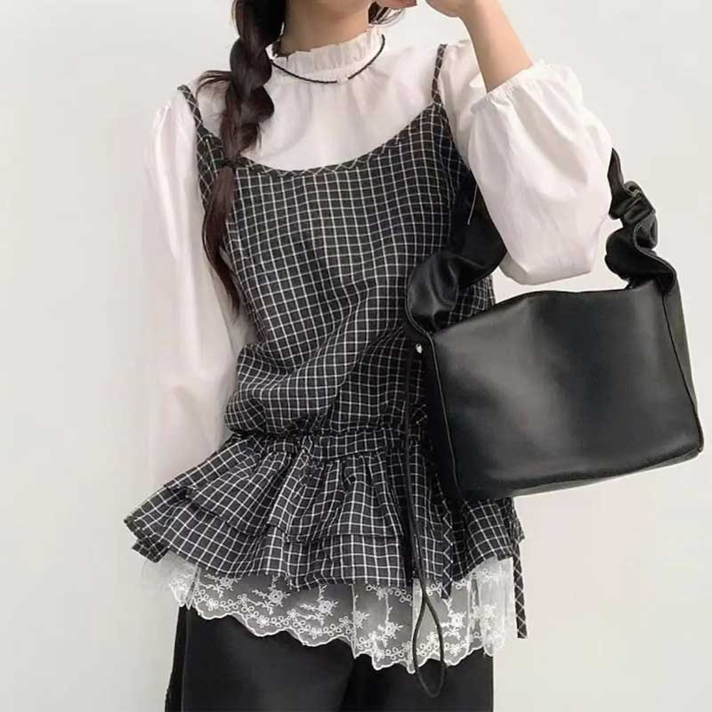 ダブルフリルドローコードチュニック