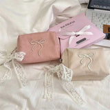 リボン刺繍スクエアメイクポーチ