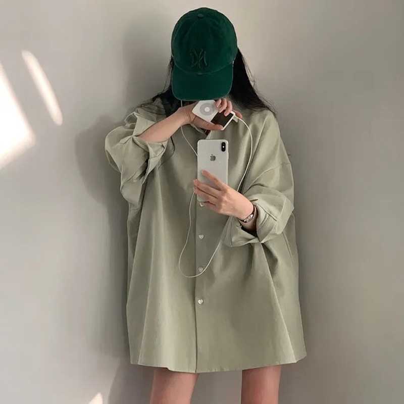 シンプルオーバーカラーシャツ