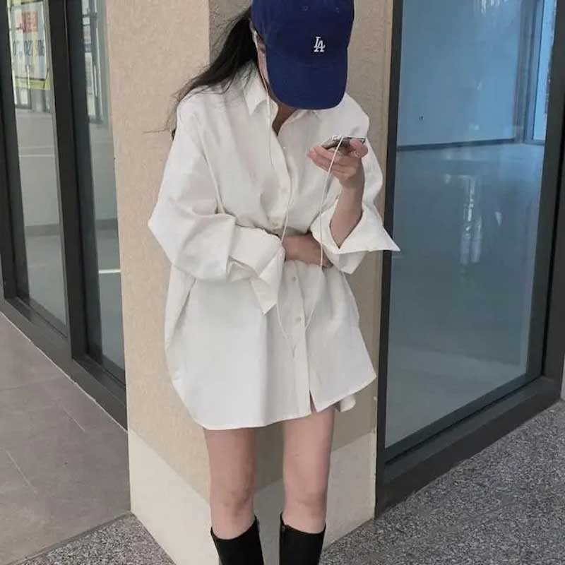 シンプルオーバーカラーシャツ