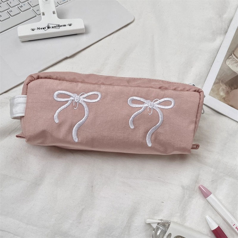ダブルリボン刺繍ペンケース