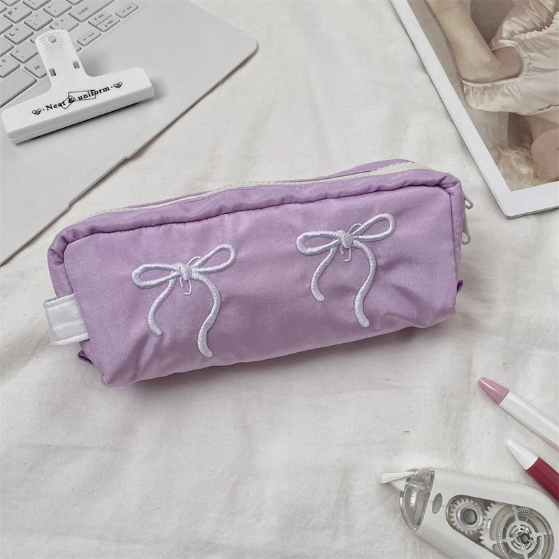 ダブルリボン刺繍ペンケース