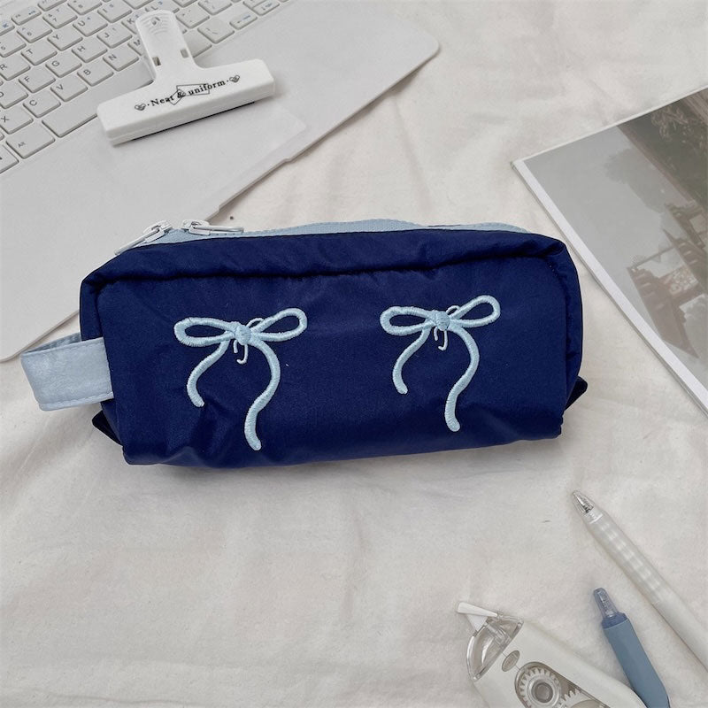 ダブルリボン刺繍ペンケース