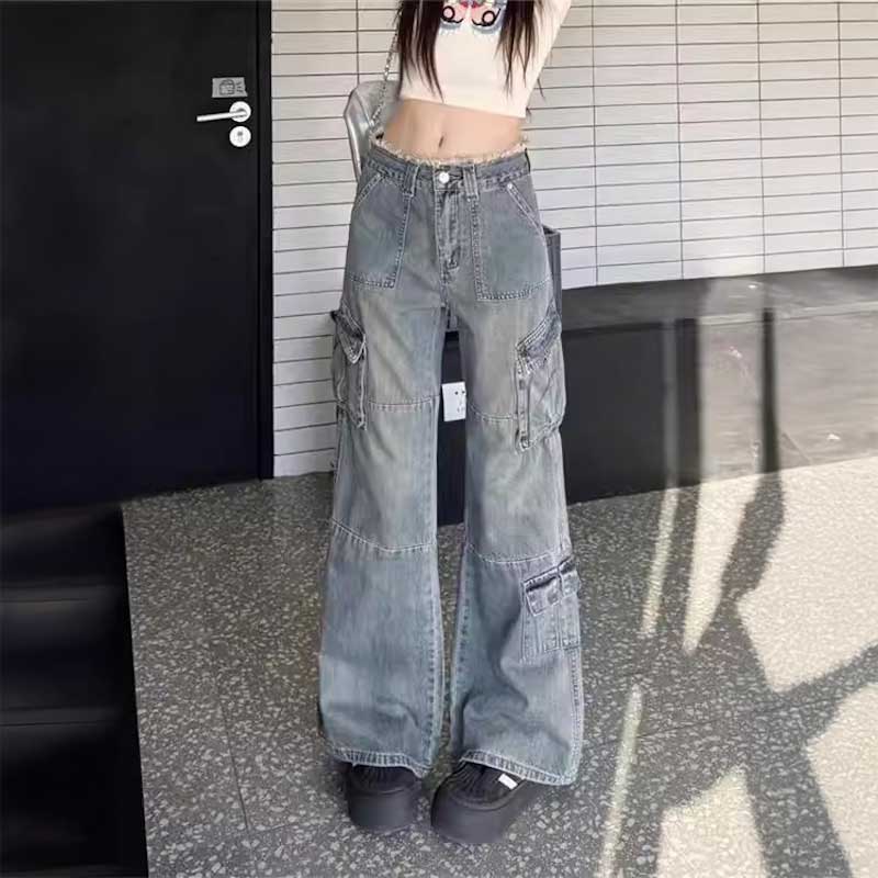 ダメージウォッシュスリムカーゴデニム