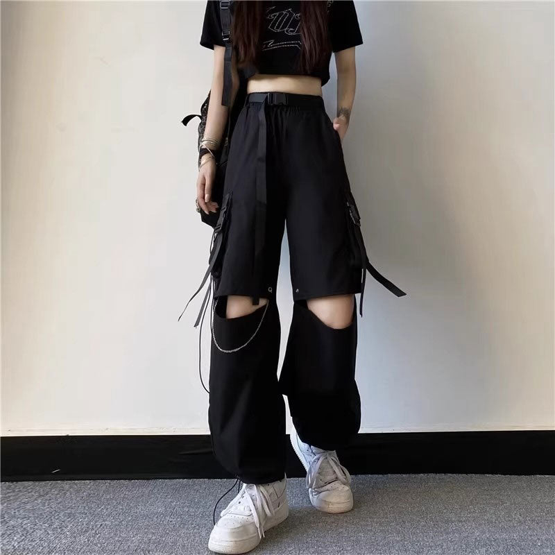 バックルスリットデザインカーゴパンツ