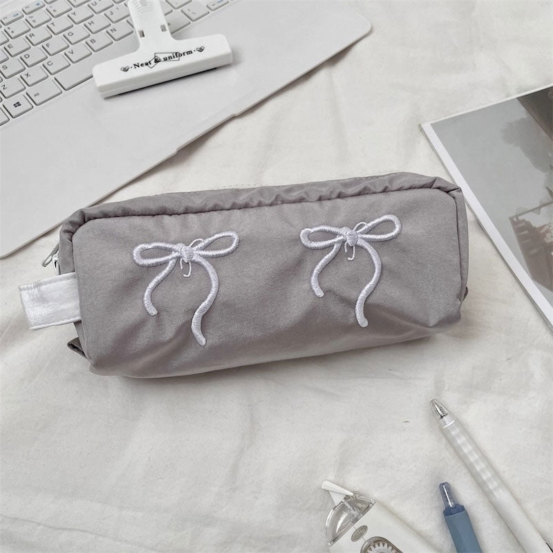 ダブルリボン刺繍ペンケース