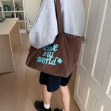 コーデュロイチェックリバーシブルトートバッグ