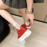 レザーダブルベルトハイソールスニーカー