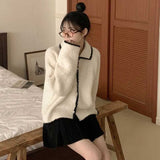 ウールタッチラインカラーカーディガン