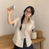 半袖ロールアップチェックシャツ
