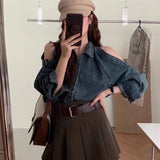 ショルダーオープンデニムシャツ