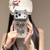 【iPhone17対応】猫耳カラーリボンiPhoneケース