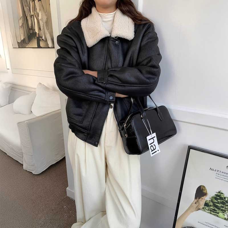 レザーボアブルゾン