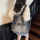 チェーン付きデニムビッグトートバッグ